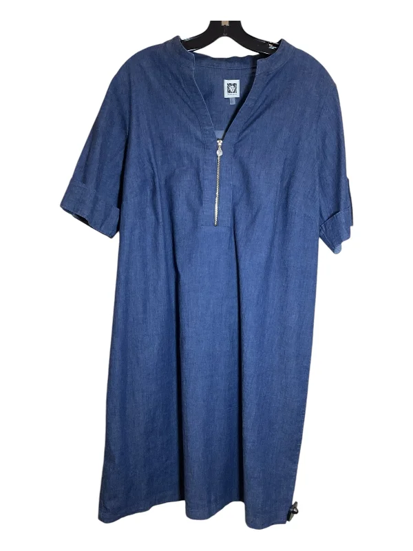 Dress Casual Midi By Anne Klein In Blue, Size: 1x Comfortable Knitwear Midi Dress