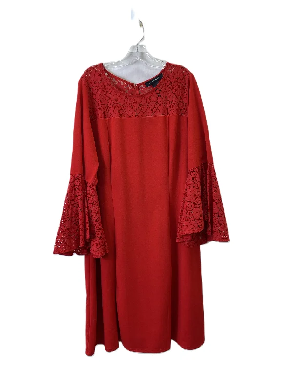 Dress Casual Midi By Ashley Stewart In Red, Size: 1x Elegant Pleated Sleeve Midi Dress Dress Casual Midi By Ashley Stewart In Red, Size: 1x Elegant Pleated Sleeve Midi Dress