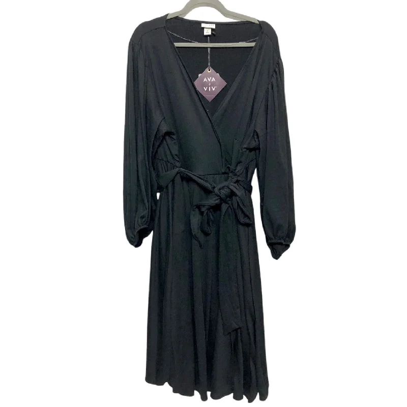 Dress Casual Midi By Ava & Viv In Black, Size: 3x Elegant Floral Skirt Midi Dress