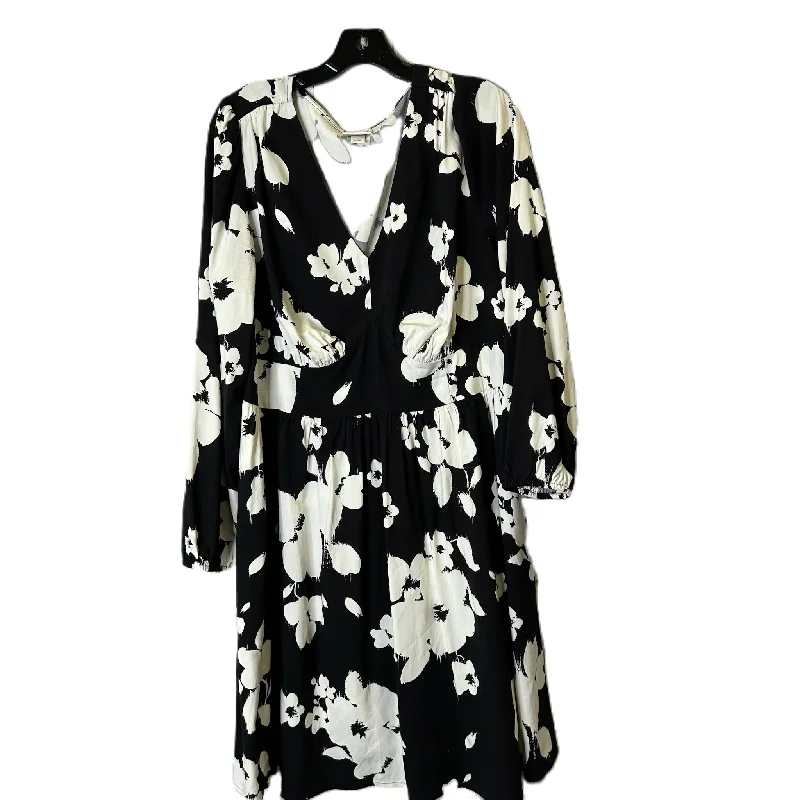 Dress Casual Midi By Ava & Viv In Black & White, Size: Xxl Chic Floral Print Midi Dress Dress Casual Midi By Ava & Viv In Black & White, Size: Xxl Chic Floral Print Midi Dress