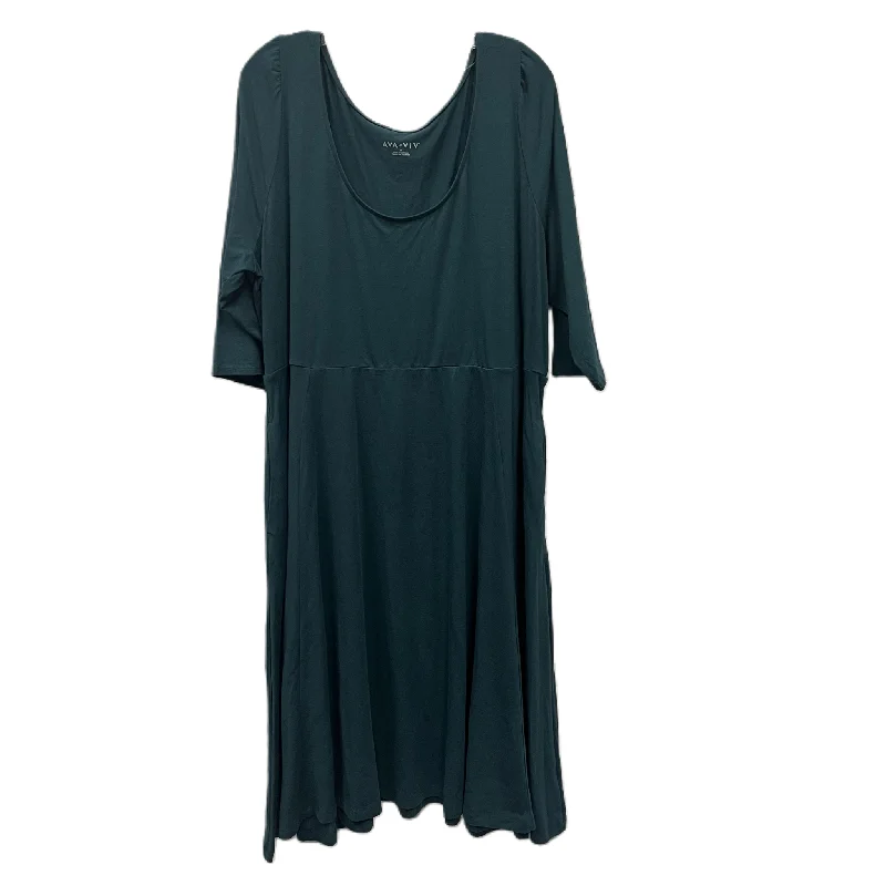 Dress Casual Midi By Ava & Viv In Green, Size: 2x Fashionable Chiffon Midi Dress