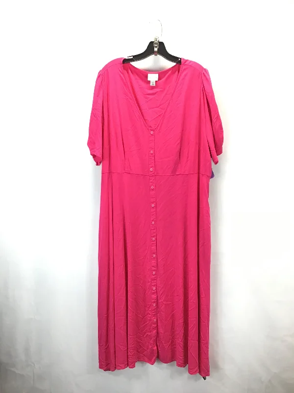Dress Casual Midi By Ava & Viv In Pink, Size: 2x Comfortable Empire Waist Midi Dress