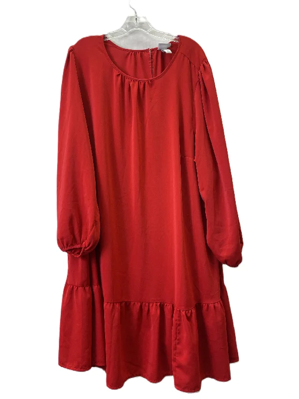 Dress Casual Midi By Ava & Viv In Red, Size: 3x Fashionable High-Low Midi Dress