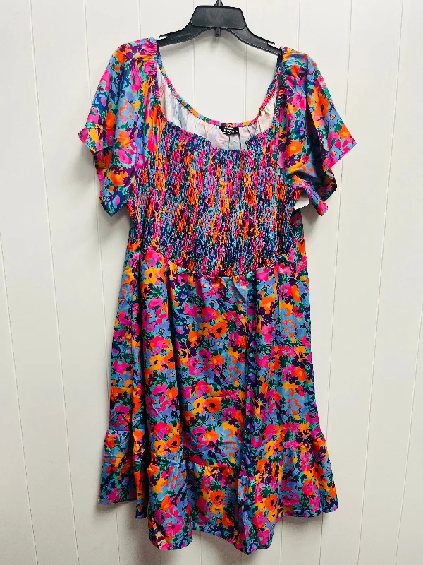 Dress Casual Midi By BLOOMCHIC In Blue & Pink, Size: 2x Stylish Cold Shoulder Midi Dress Dress Casual Midi By BLOOMCHIC In Blue & Pink, Size: 2x Stylish Cold Shoulder Midi Dress
