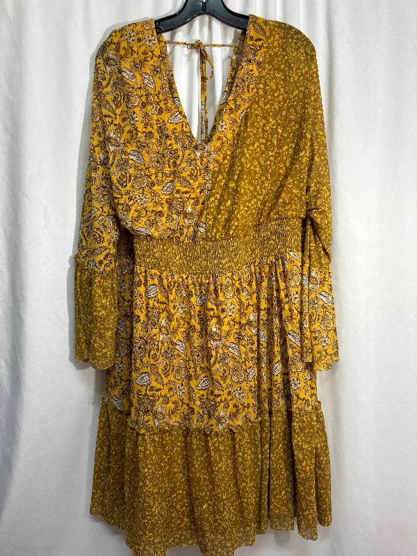 Dress Casual Midi By Cato In Yellow, Size: 3x Fashionable Wide Leg Midi Dress