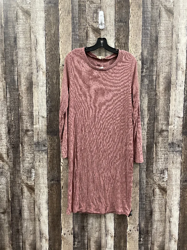 Dress Casual Midi By Cme In Mauve, Size: Xl Fashionable Floral Embroidery Midi Dress Dress Casual Midi By Cme In Mauve, Size: Xl Fashionable Floral Embroidery Midi Dress
