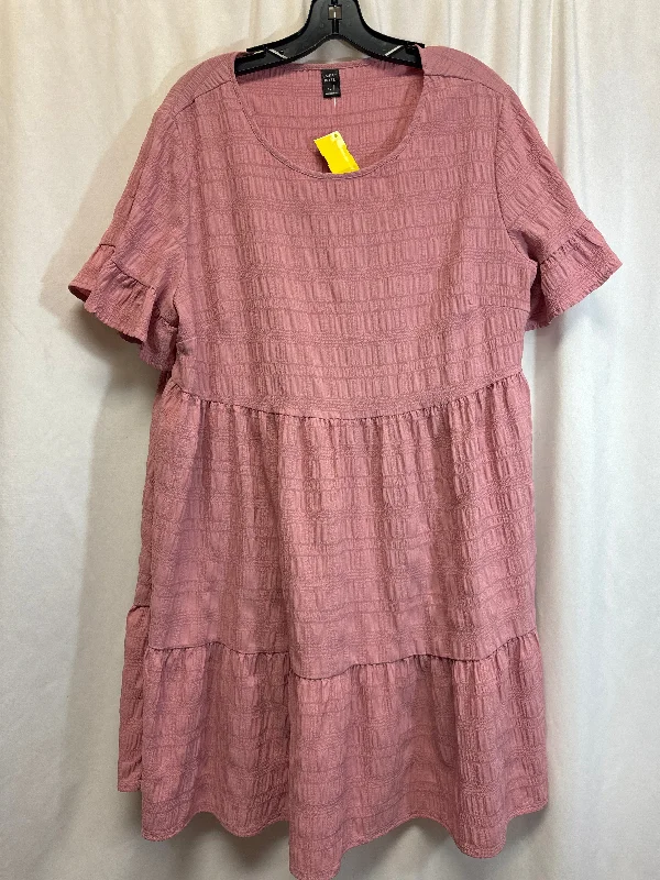 Dress Casual Midi By Cmf In Pink, Size: 1x Trendy Ruched Side Midi Dress