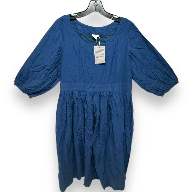 Dress Casual Midi By Crow In Blue, Size: Xl Trendy Fit-and-Flare Midi Dress