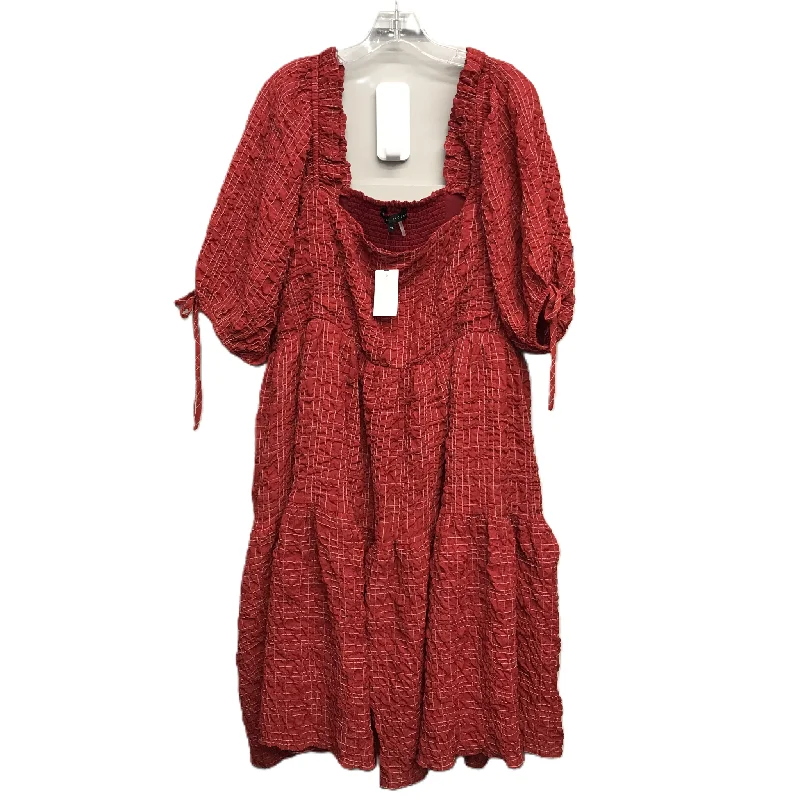 Dress Casual Midi By English Factory In Red, Size: 2x Cozy Midi Dress with Pockets