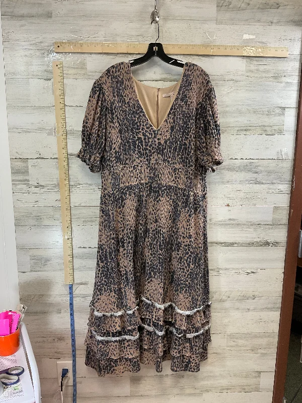 Dress Casual Midi By Hutch In Brown, Size: 2x Stylish Color Block Midi Dress