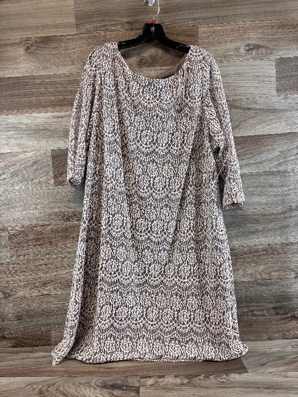 Dress Casual Midi By Jessica Howard In Brown & White, Size: 3x Trendy Square Neck Midi Dress Dress Casual Midi By Jessica Howard In Brown & White, Size: 3x Trendy Square Neck Midi Dress