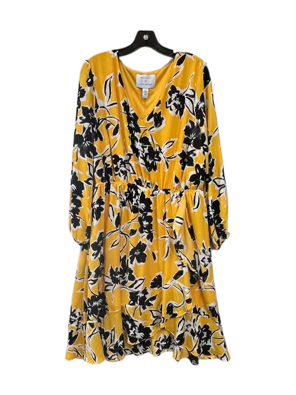 Dress Casual Midi By Lane Bryant In Black & Yellow, Size: 1x Comfortable Deep V Midi Dress Dress Casual Midi By Lane Bryant In Black & Yellow, Size: 1x Comfortable Deep V Midi Dress