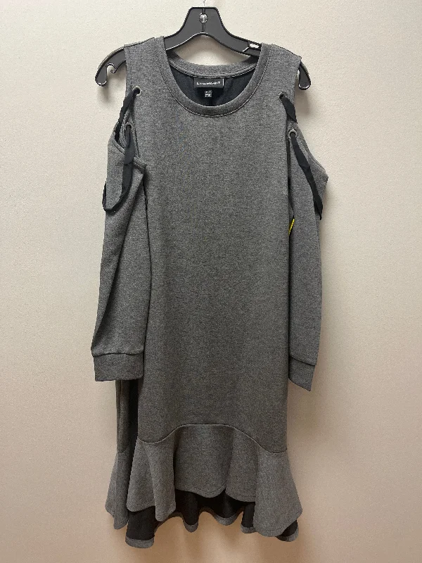 Dress Casual Midi By Lane Bryant In Grey, Size: 1x Comfortable Draped Midi Dress