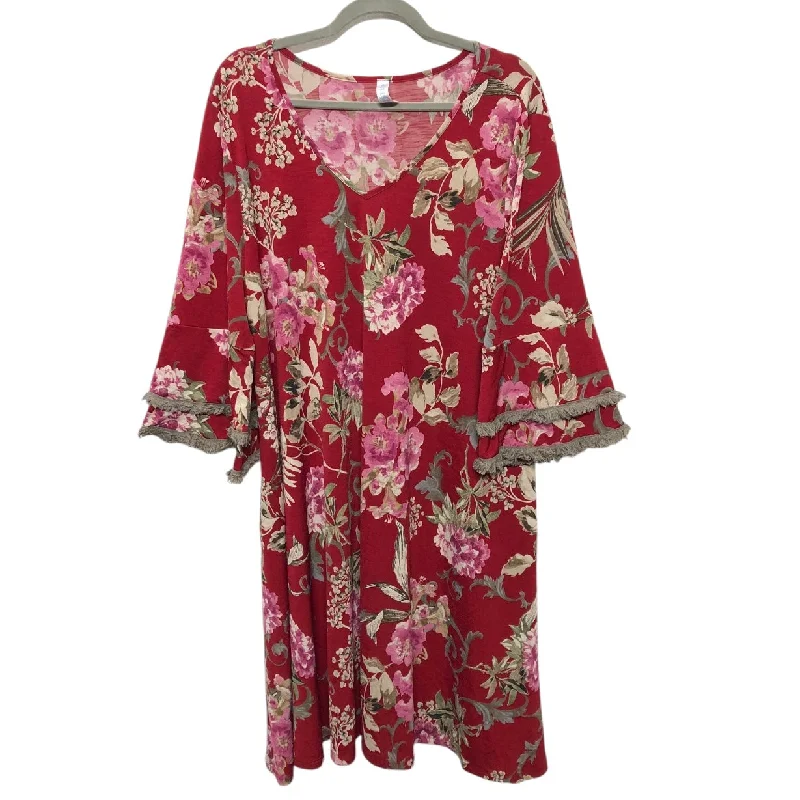 Dress Casual Midi By Paisley Grace In Cream & Red, Size: 2x Comfortable Ruched Midi Dress Dress Casual Midi By Paisley Grace In Cream & Red, Size: 2x Comfortable Ruched Midi Dress