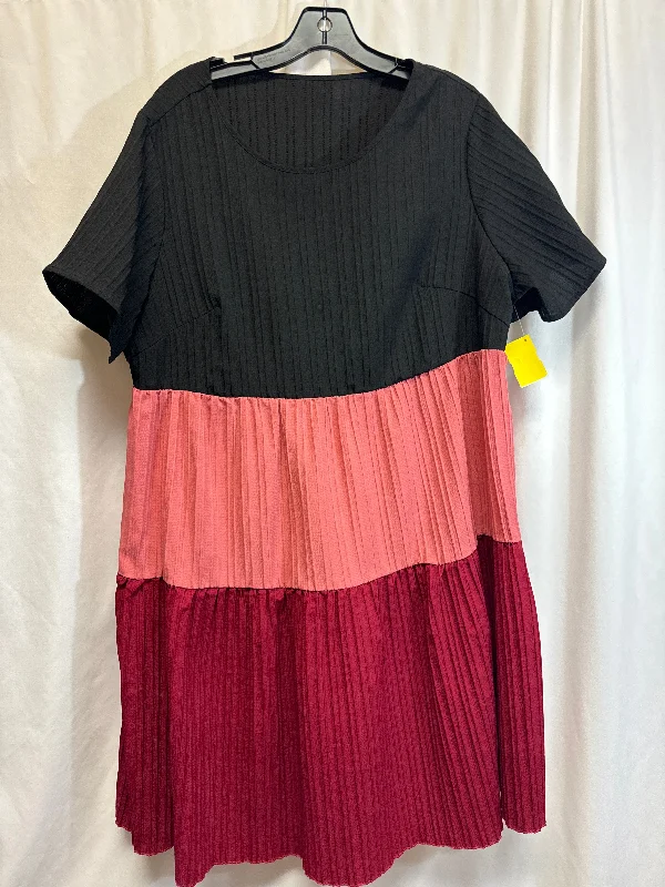 Dress Casual Midi By Shein In Black & Red, Size: 2x Elegant Puff Sleeve Midi Dress