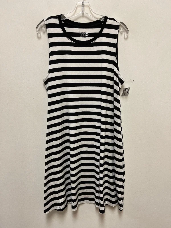 Dress Casual Midi By Time And Tru In Black & White, Size: 2x Elegant Satin Slip Midi Dress Dress Casual Midi By Time And Tru In Black & White, Size: 2x Elegant Satin Slip Midi Dress