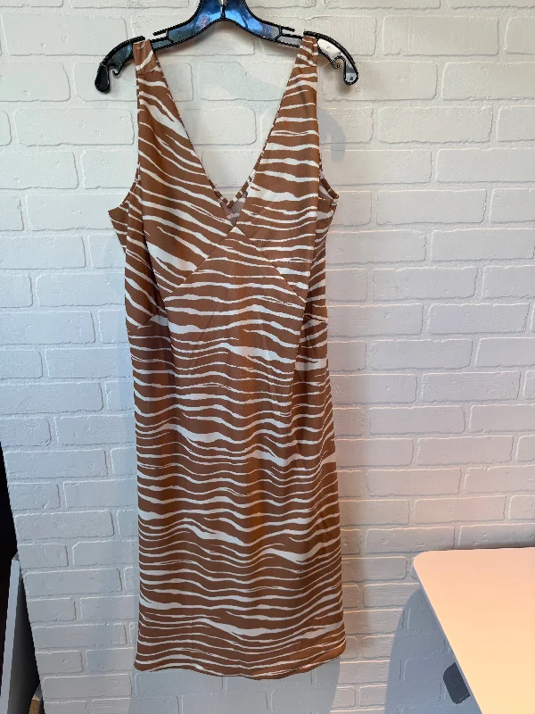 Dress Party Midi By A New Day In Brown & White, Size: 2x Fashionable Fitted Midi Dress Dress Party Midi By A New Day In Brown & White, Size: 2x Fashionable Fitted Midi Dress
