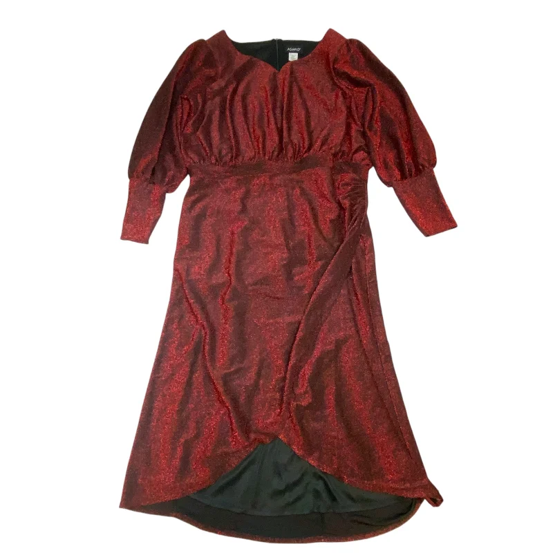 Dress Party Midi By Ashro In Red, Size: 2x Comfortable Denim Midi Dress