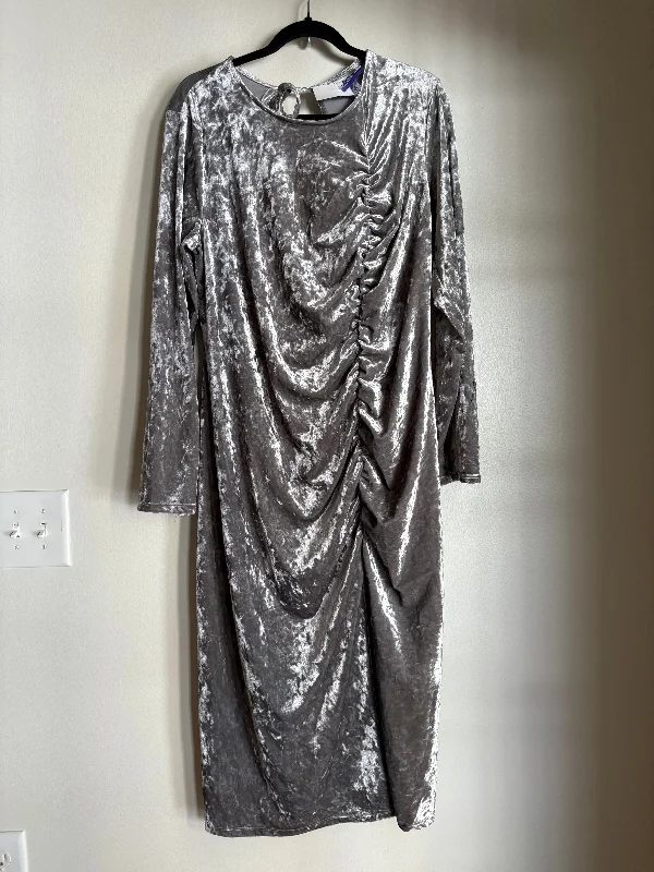 Dress Party Midi By Cmc In Silver, Size: 1x Elegant Satin Midi Dress