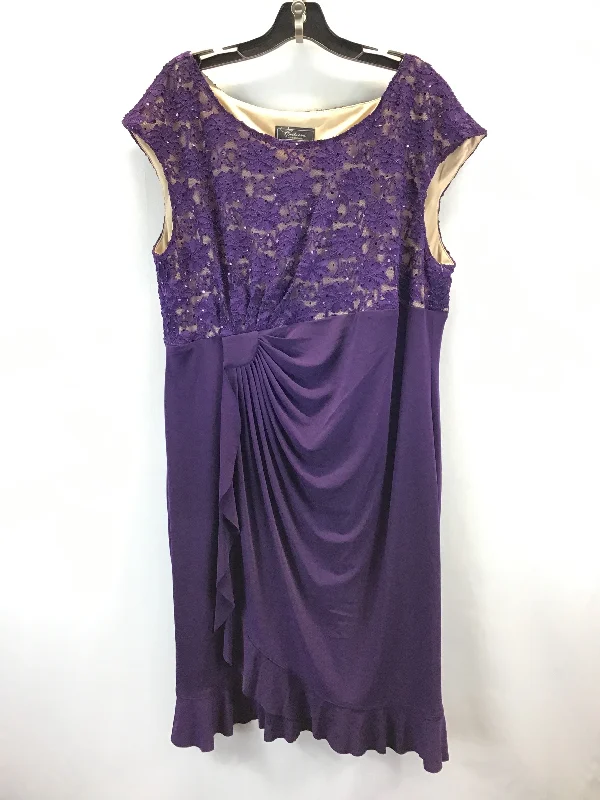 Dress Party Midi By Dressbarn In Purple, Size: 2x Chic Floral Print Midi Dress