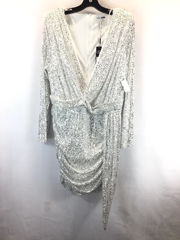 Dress Party Midi By Fashion Nova In Silver, Size: 1x Comfortable Fit-and-Flare Midi Dress Dress Party Midi By Fashion Nova In Silver, Size: 1x Comfortable Fit-and-Flare Midi Dress