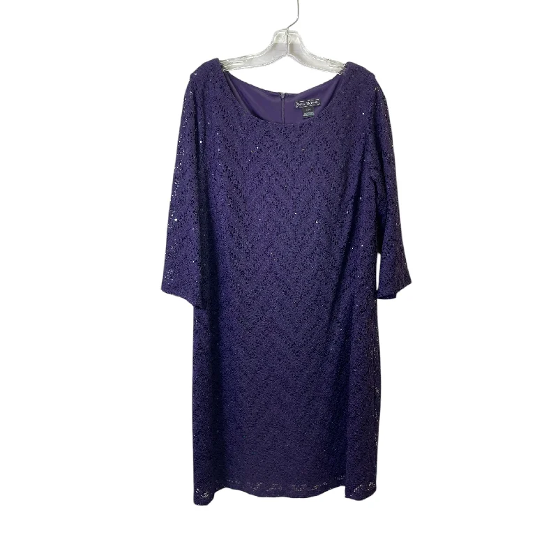 Dress Party Midi By Jessica Howard In Purple, Size:1X Elegant Faux Wrap Midi Dress