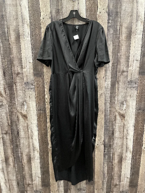 Dress Party Midi By Shein In Black, Size: 1x Chic Floral Print Midi Dress