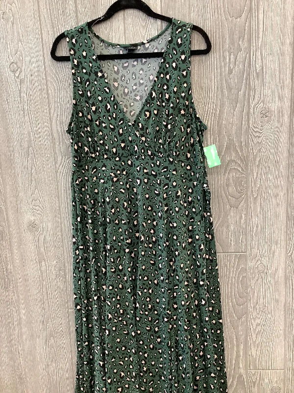 Green Dress Casual Midi Torrid, Size 1x Trendy Smocked Waist Midi Dress