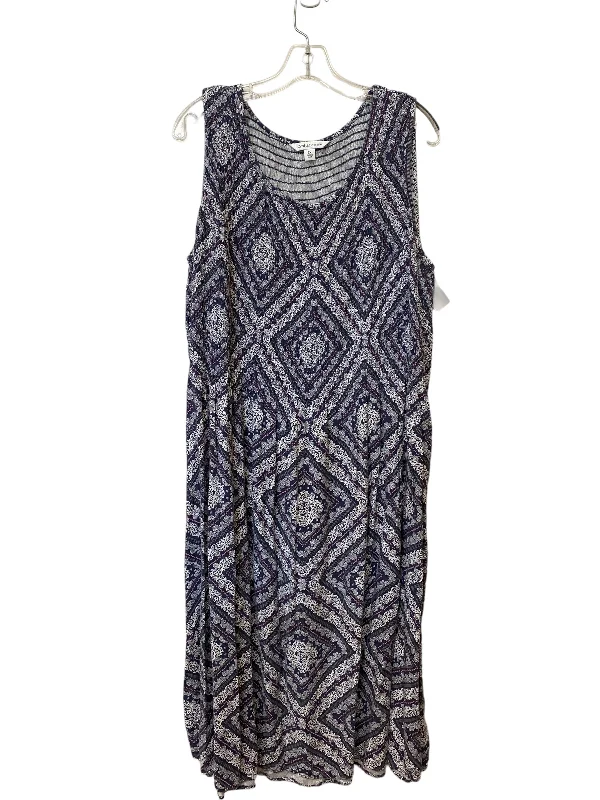 Multi-colored Dress Casual Midi Croft And Barrow, Size 2x Trendy Ruffled Sleeve Midi Dress
