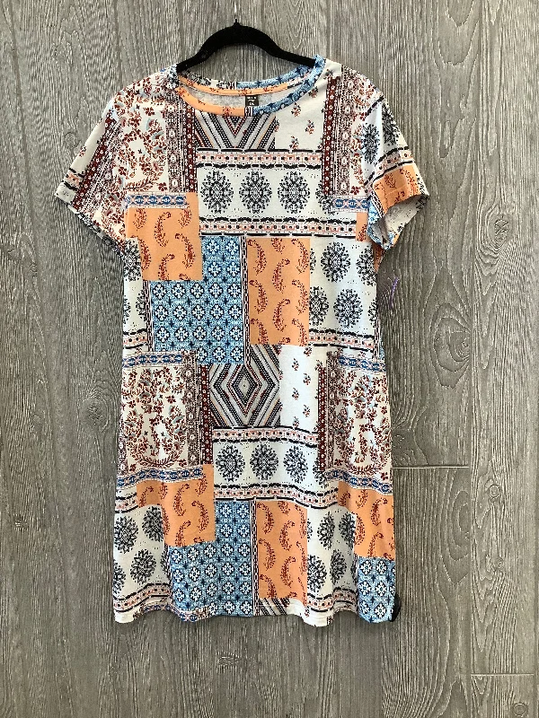 Multi-colored Dress Casual Midi Shein, Size 1x Stylish Wraparound Midi Dress