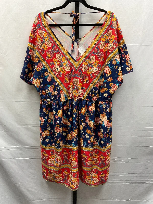 Multi-colored Dress Casual Midi Shein, Size 4x Fashionable Casual Midi Dress