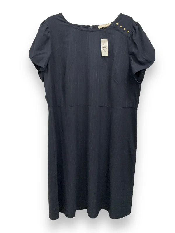 Navy Dress Casual Midi Loft, Size 2x Trendy Ruffled Sleeve Midi Dress