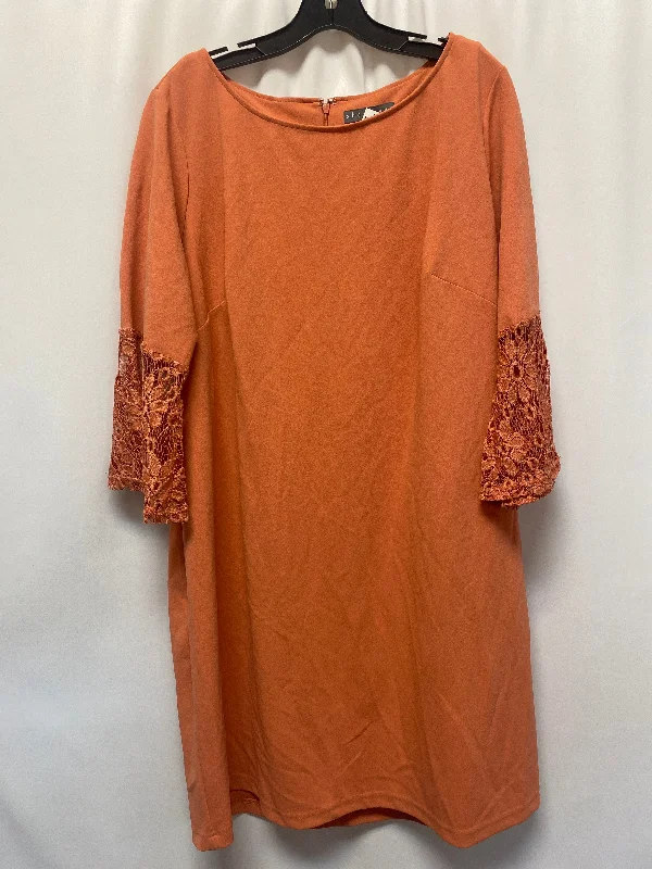 Orange Dress Casual Midi Sharagano, Size 1x Stylish Button-Up Midi Dress