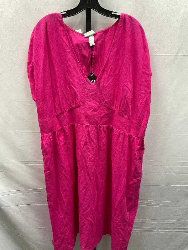 Pink Dress Casual Midi Ava & Viv, Size 2x Comfortable Sleeveless Midi Dress