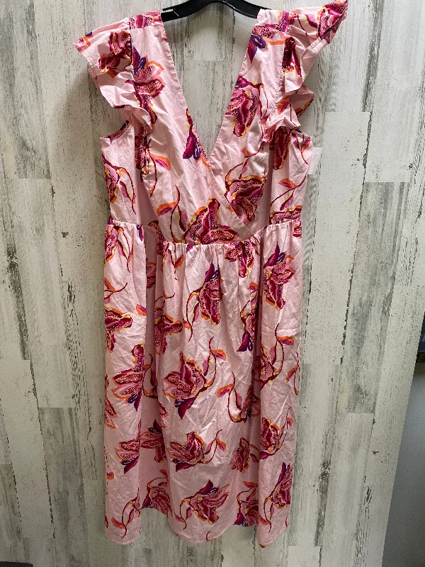 Pink Dress Casual Midi Eloquii, Size 3x Trendy Fit-and-Flare Midi Dress
