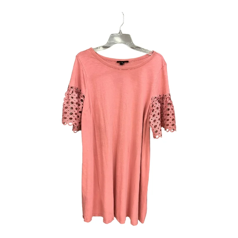 Pink Dress Casual Midi Lane Bryant, Size 2x Elegant Lace Trim Midi Dress