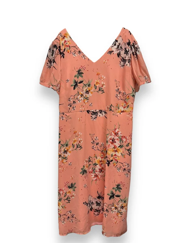 Pink Dress Casual Midi Loft, Size 2x Stylish Tiered Midi Dress