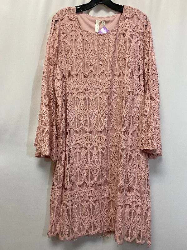 Pink Dress Casual Midi Tacera, Size 2x Comfortable Knitwear Midi Dress