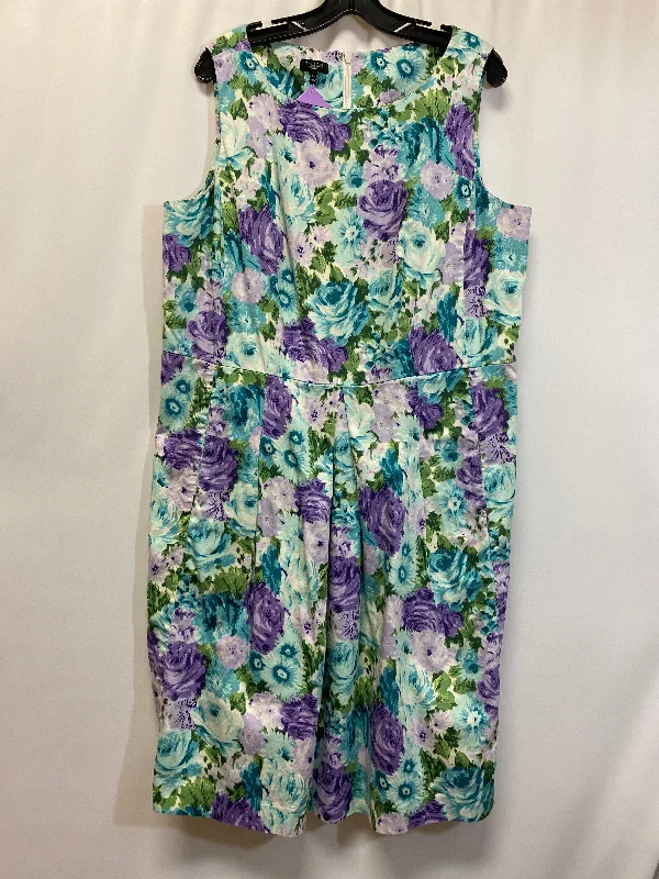 Purple Dress Casual Midi Talbots, Size 1x Stylish Animal Print Midi Dress