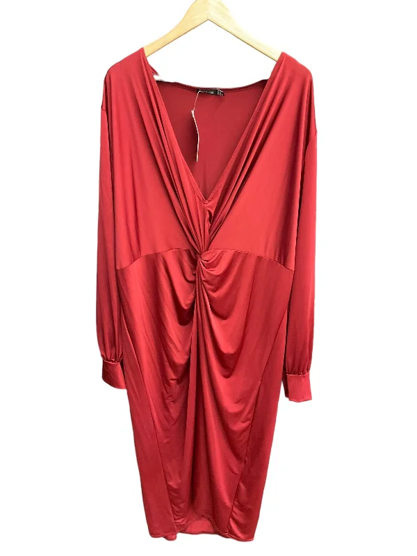 Red Dress Casual Midi Boohoo Boutique, Size 4x Comfortable Draped Midi Dress