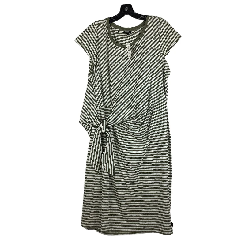 Striped Pattern Dress Casual Midi Talbots, Size 1x Fashionable Floral Embroidery Midi Dress Striped Pattern Dress Casual Midi Talbots, Size 1x Fashionable Floral Embroidery Midi Dress
