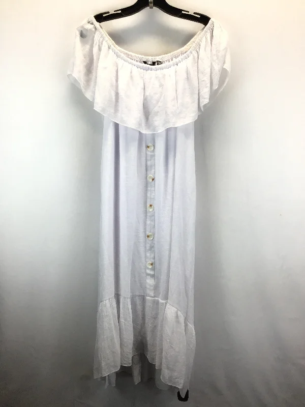 White Dress Casual Midi Mlle Gabrielle, Size 2x Elegant Lace Trim Midi Dress