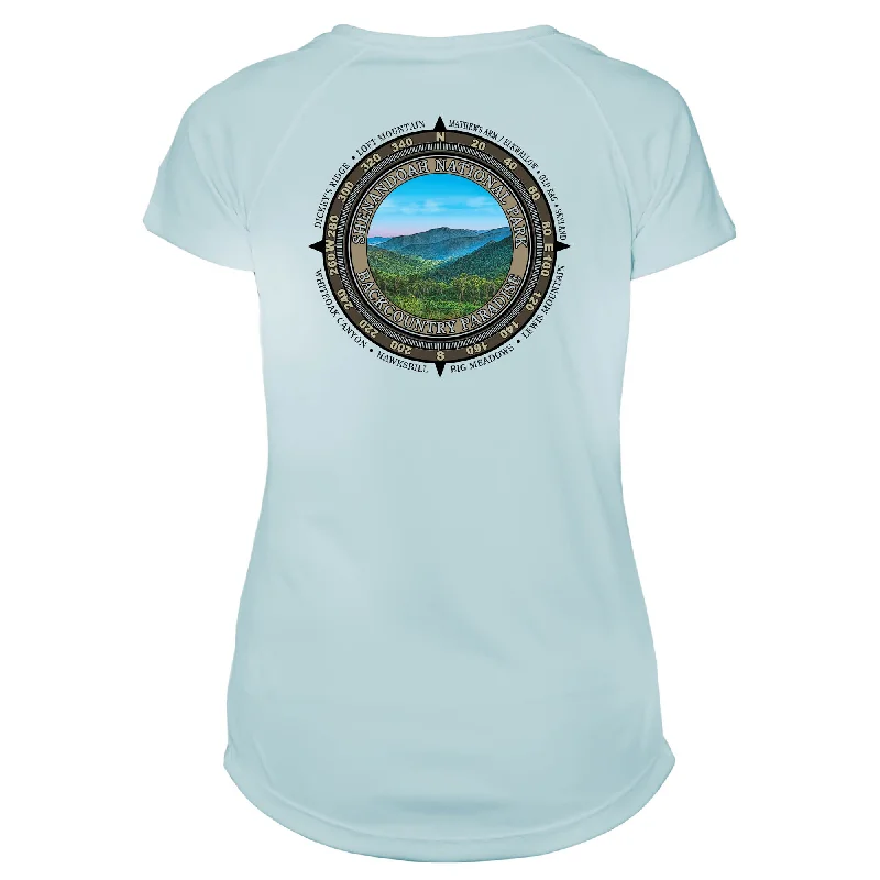Retro Compass Shenandoah National Park Microfiber Short Sleeve Women's T-Shirt-- Polka Dot Checkered Tartan Retro Compass Shenandoah National Park Microfiber Short Sleeve Women's T-Shirt-- Polka Dot Checkered Tartan