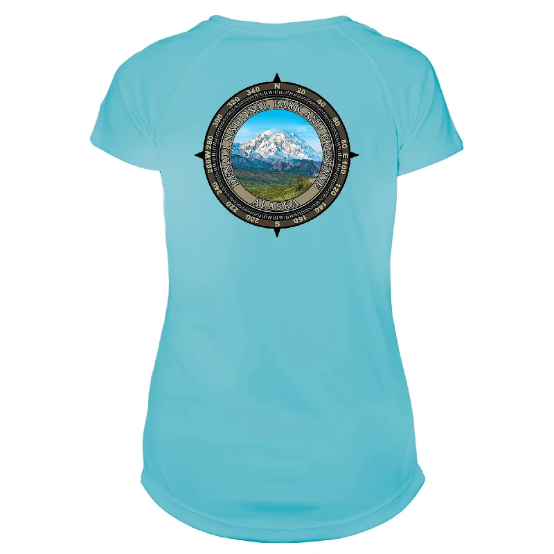 Retro Compass Denali National Park Microfiber Short Sleeve Women's T-Shirt-- Modern Contemporary Chic Retro Compass Denali National Park Microfiber Short Sleeve Women's T-Shirt-- Modern Contemporary Chic