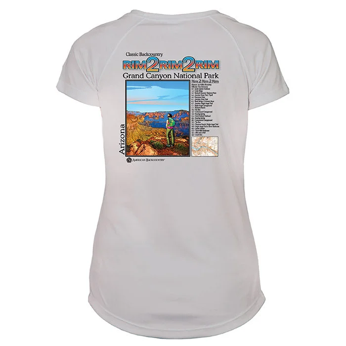 Rim 2 Rim 2 Rim Classic Mountain Microfiber Women's T-Shirt-- Notch Collar Peter Pan Collar Cowl Neck Rim 2 Rim 2 Rim Classic Mountain Microfiber Women's T-Shirt-- Notch Collar Peter Pan Collar Cowl Neck