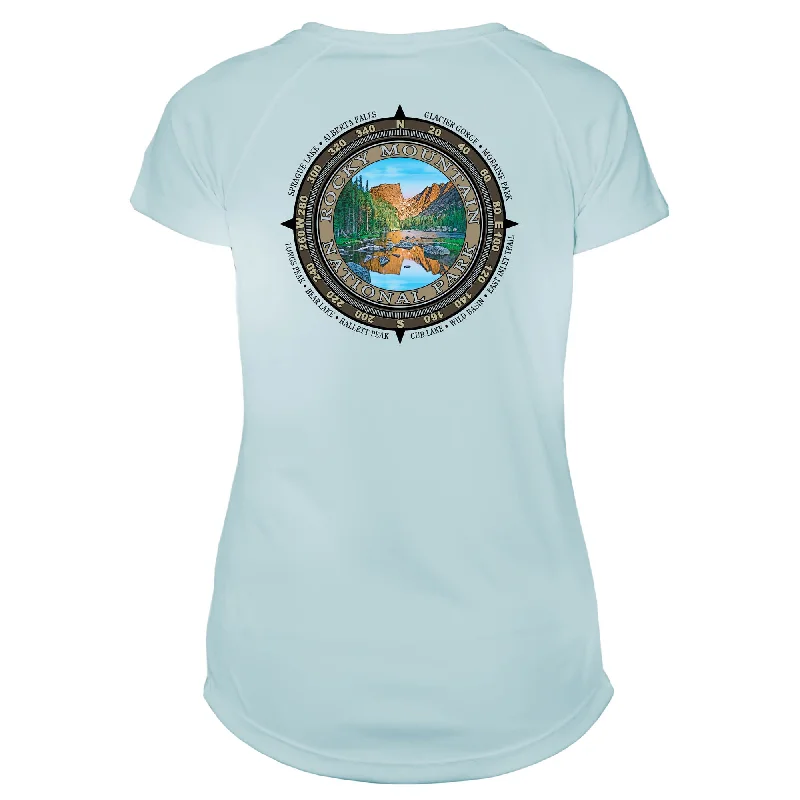 Retro Compass Rocky Mountain National Park Microfiber Short Sleeve Women's T-Shirt-- Lace Blend Ribbed Blend Corduroy Blend Retro Compass Rocky Mountain National Park Microfiber Short Sleeve Women's T-Shirt-- Lace Blend Ribbed Blend Corduroy Blend