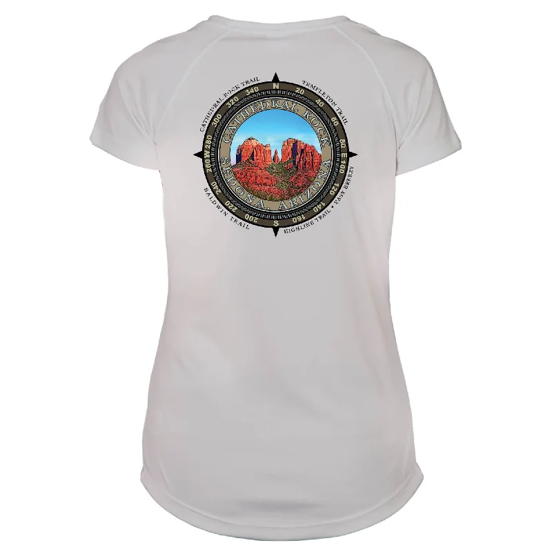 Retro Compass Cathedral Rock Microfiber Short Sleeve Women's T-Shirt-- Elegant Classic Vintage Retro Compass Cathedral Rock Microfiber Short Sleeve Women's T-Shirt-- Elegant Classic Vintage