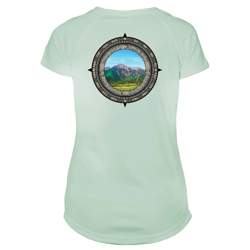 Retro Compass Mount Elbert Microfiber Short Sleeve Women's T-Shirt-- Fashionable Trendy Casual Retro Compass Mount Elbert Microfiber Short Sleeve Women's T-Shirt-- Fashionable Trendy Casual