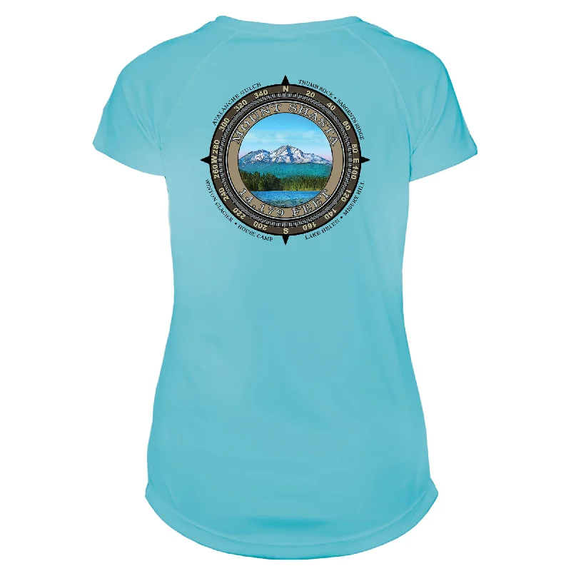 Retro Compass Mount Shasta Microfiber Short Sleeve Women's T-Shirt-- Real Fur Shearling Chenille Retro Compass Mount Shasta Microfiber Short Sleeve Women's T-Shirt-- Real Fur Shearling Chenille