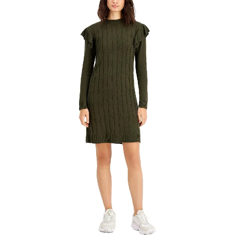 Bar III Womens Cable Knit Above Knee Sweatshirt Dress Hoodie with Bell Sleeves Flared Feminine Bar III Womens Cable Knit Above Knee Sweatshirt Dress Hoodie with Bell Sleeves Flared Feminine